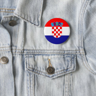 Official Flag of Croatia National Emblem Button