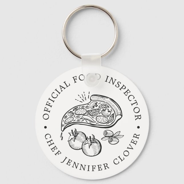 Official Food Inspector | Pizza Themed Key Ring (Front)