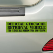 Official Geocache Retrieval Vehicle Bumper Sticker (On Car)