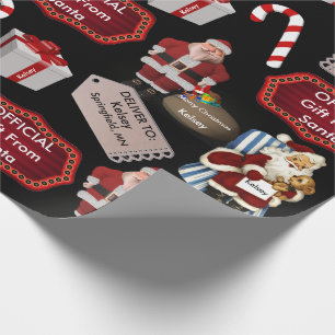 Official Gift From Santa Vintage w/Name & Location Wrapping Paper