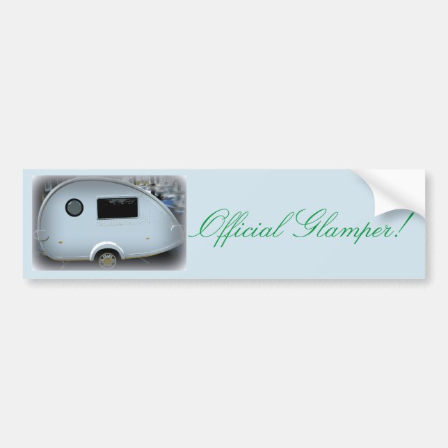 Official Glamper! Teardrop Caravan camper Bumper Sticker (Front)