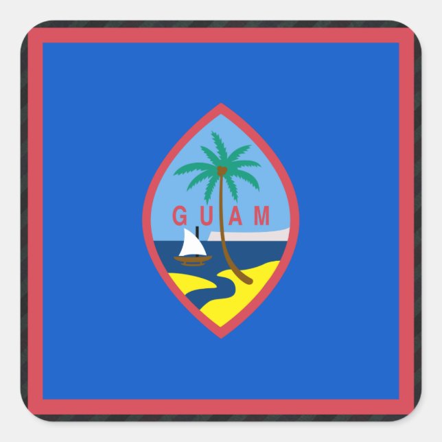 Official Guam Flag on stripes Square Sticker (Front)