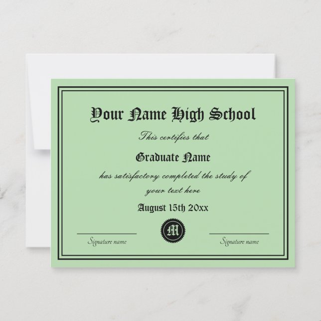 Official High School diploma certificate template (Back)
