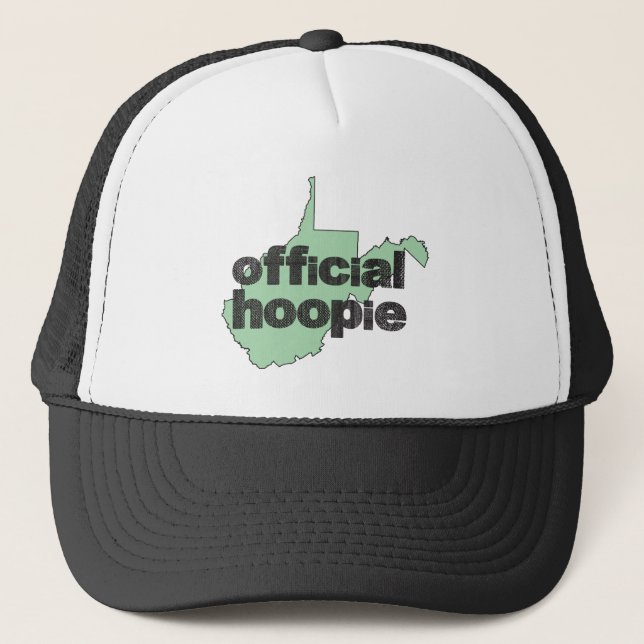 Official Hoopie West By God Virginia Fun Trucker Hat (Front)
