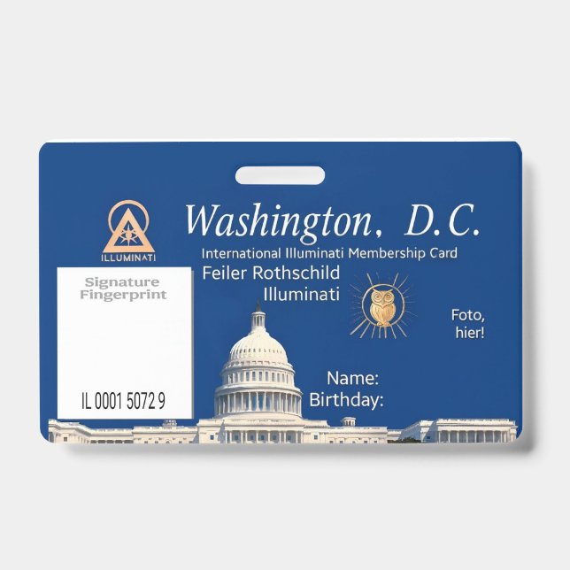 Official Illuminati Membership Card ID Badge (Front)
