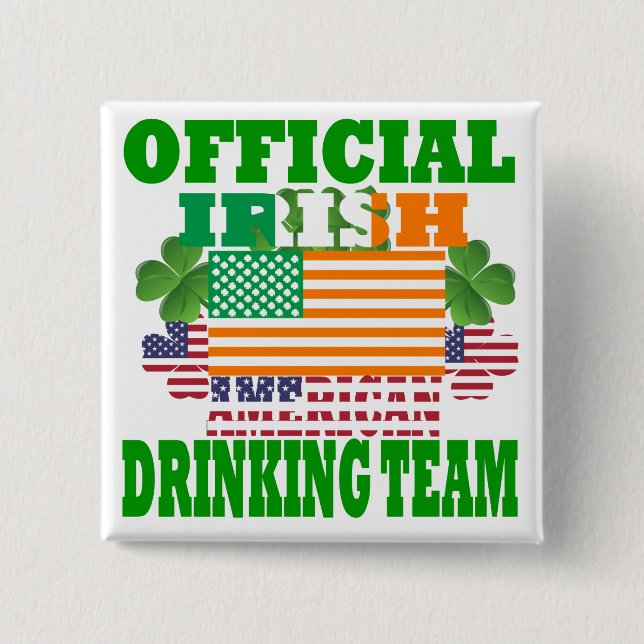 Official Irish American drinking team 15 Cm Square Badge (Front)