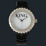 Official King Royalty "KING" Watch<br><div class="desc">NEW "KING" Rhinestone Watch from King Royalty! Made with a Rhinestone accented face and black or white enamel alloy bracelet,  this watch is the fashionable addition you’re wrist!!</div>