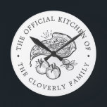 Official Kitchen | Pizza Themed  Round Clock<br><div class="desc">A funny yet classy custom wall clock tailored to your family kitchen.  Use the customisation functions to control the text size,  font,  and other options.  Have fun being creative and making it your own.</div>