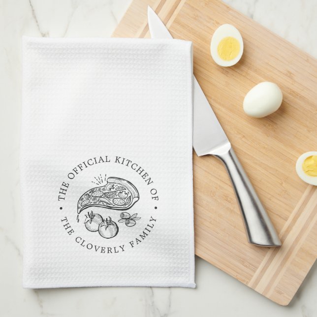 Official Kitchen | Pizza Themed  Tea Towel (Quarter Fold)