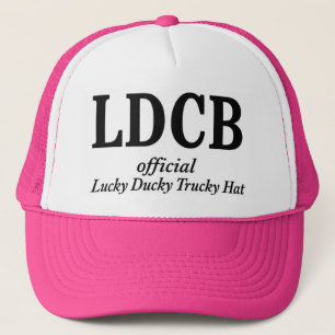Official Lucky Ducky Trucky Hat: Pink with Initial Trucker Hat
