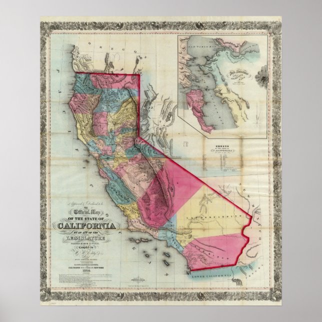 Official map of the State of California Poster (Front)