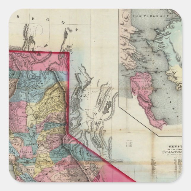 Official map of the State of California Square Sticker (Front)