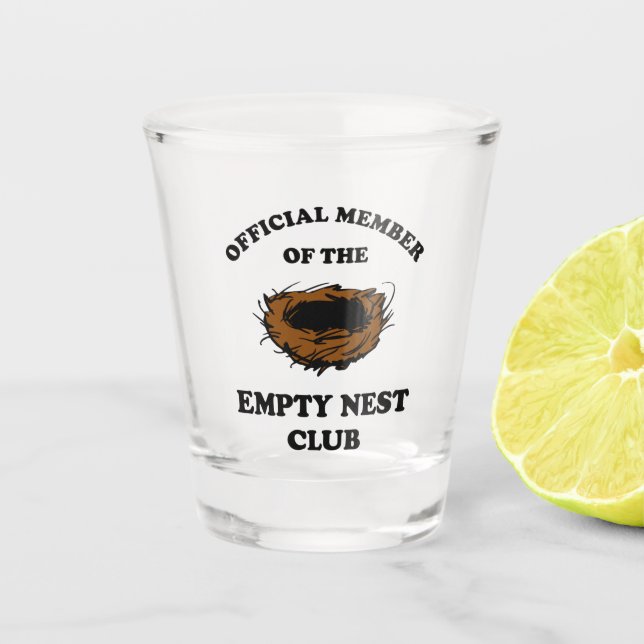 Official Member Of The Empty Nest Club Shot Glass (Front)