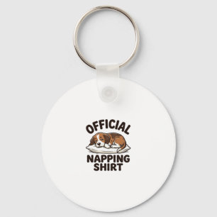 Official Napping Shirt Sleepy Dog Vintage Design_1 Key Ring