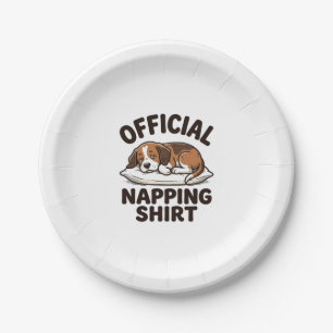 Official Napping Shirt Sleepy Dog Vintage Design_1 Paper Plate