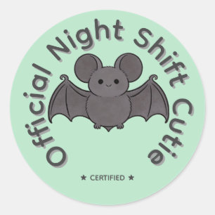 Official Night Shift Cutie Cute Bat Halloween Classic Round Sticker