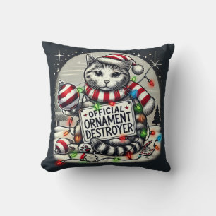 Official ornament destroyer cat Christmas  Cushion