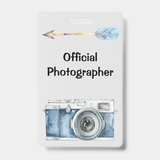 Official Photographer with Vintage Camera ID Badge (Front)