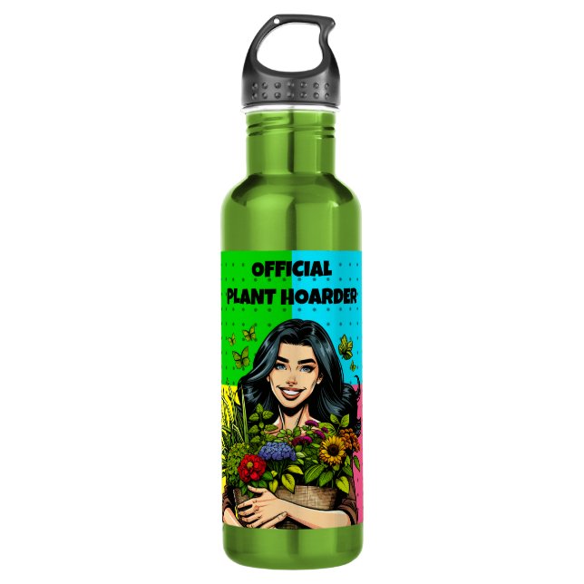 Official Plant Hoarder | Funny Houseplant Addict 710 Ml Water Bottle (Front)
