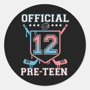 Official Pre-teen 12th Birthday Hockey Drip Boys 1 Classic Round Sticker