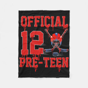 Official Pre-teen 12th Birthday Hockey Ice Cream D Fleece Blanket
