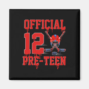 Official Pre-teen 12th Birthday Hockey Ice Cream D Magnet