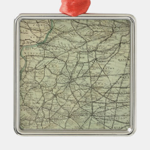 Official railroad map of Illinois Metal Tree Decoration