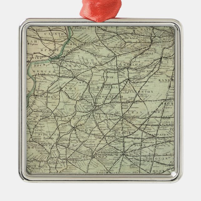 Official railroad map of Illinois Metal Tree Decoration (Front)