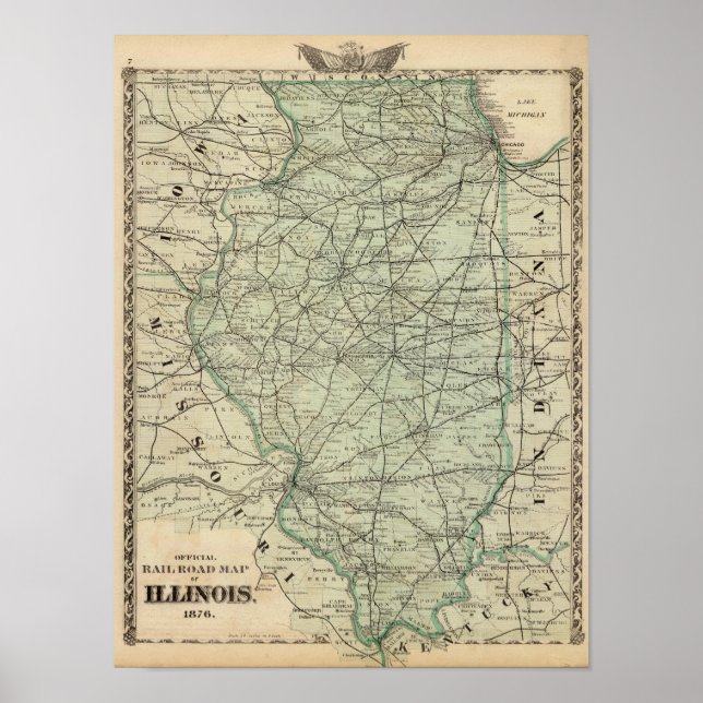 Official railroad map of Illinois Poster (Front)