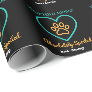 Official Rescue Pet Badge Adopted Adored & Spoiled Wrapping Paper