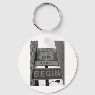 Official Route 66 begin sign Key Ring
