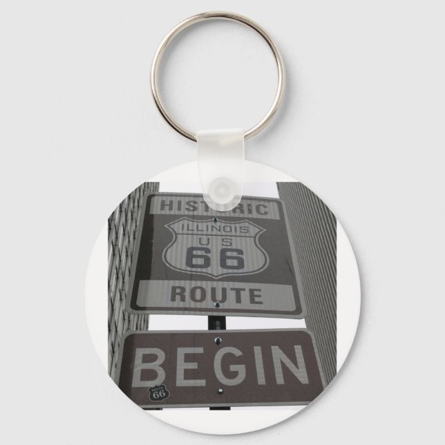 Official Route 66 begin sign Key Ring (Front)