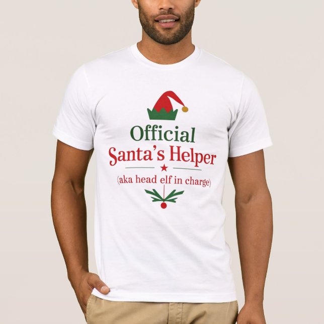 Official Santa's Helper Head Elf T-Shirt (Front)