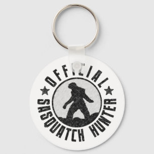 Official Sasquatch Hunter - Bigfoot in B/W Grunge Key Ring