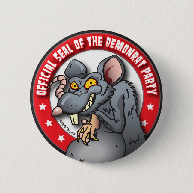 OFFICIAL SEAL of The DEMOCRAT AKA DEMON-RAT PARTY 6 Cm Round Badge (Front)