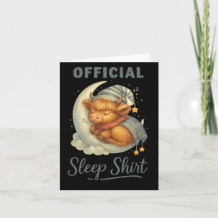 Official Sleep Squad Cute Highland Cow On Moon Card