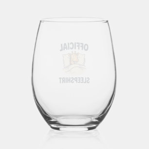 Official Sleepshirt Giraffe Funny Sleep Shirt Desi Stemless Wine Glass
