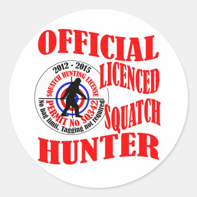 Official squatch hunter classic round sticker (Front)