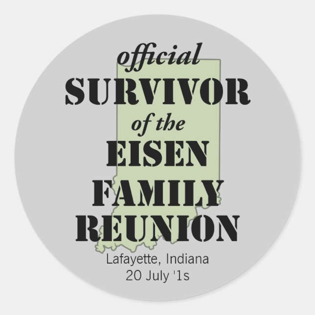 Official Survivor of Family Reunion - Indiana Classic Round Sticker (Front)