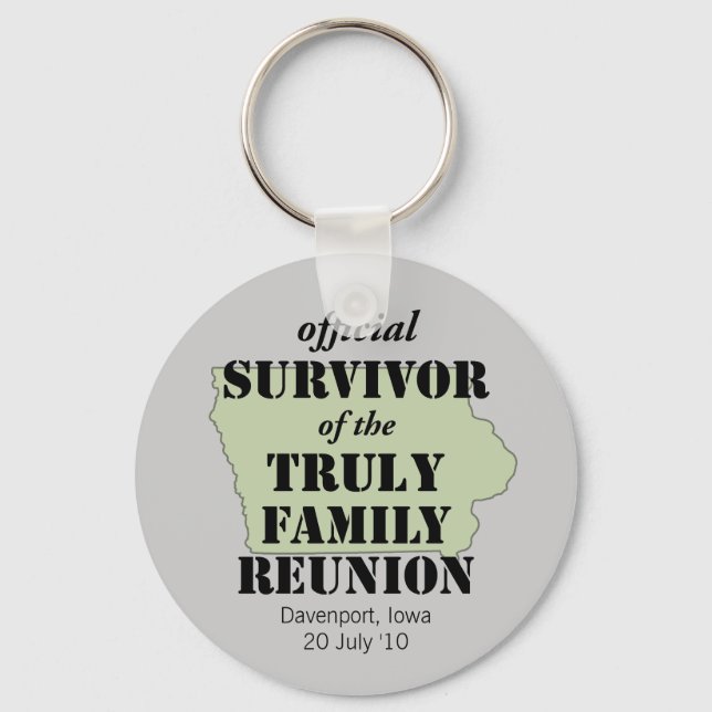 Official Survivor of Family Reunion - Iowa Key Ring (Front)