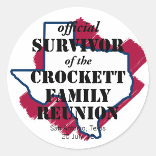Official Survivor of Texas Family Reunion (red) Classic Round Sticker