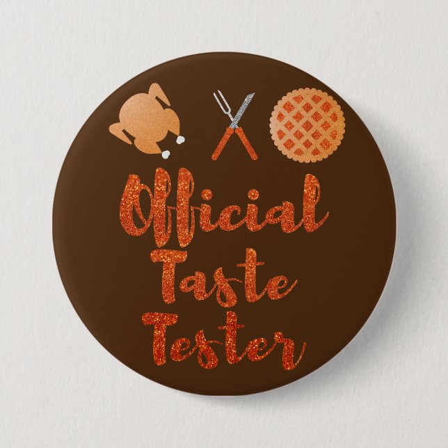 Official Taste Tester Thanksgiving Glitter 7.5 Cm Round Badge (Front)