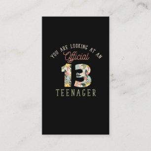 Official Teenager 13th Birthday 13 Years Old Girl Business Card