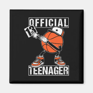 Official Teenager 13th Birthday Boy Fun Bysketbyll Magnet