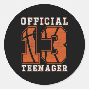 Official Teenager 13th Birthday Boy Party Bysketby Classic Round Sticker