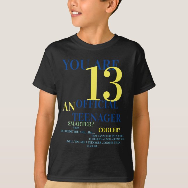 Official Teenager 13th Birthday Boy T-Shirt (Front)