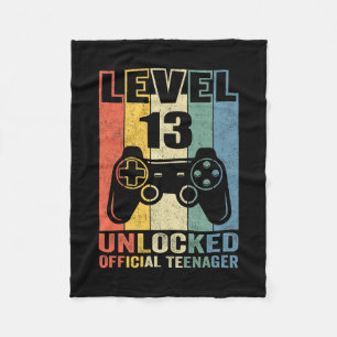 Official Teenager 13th Birthday Gift Level 13 Unlo Fleece Blanket