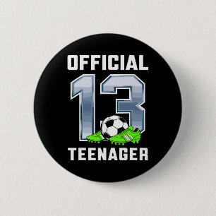 Official Teenager 13th Brithday Party Soccer Theme 6 Cm Round Badge