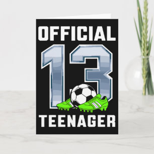 Official Teenager 13th Brithday Party Soccer Theme Card