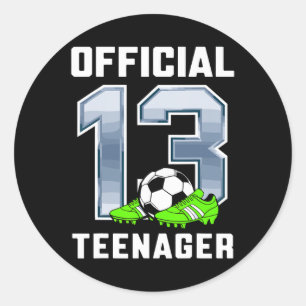 Official Teenager 13th Brithday Party Soccer Theme Classic Round Sticker